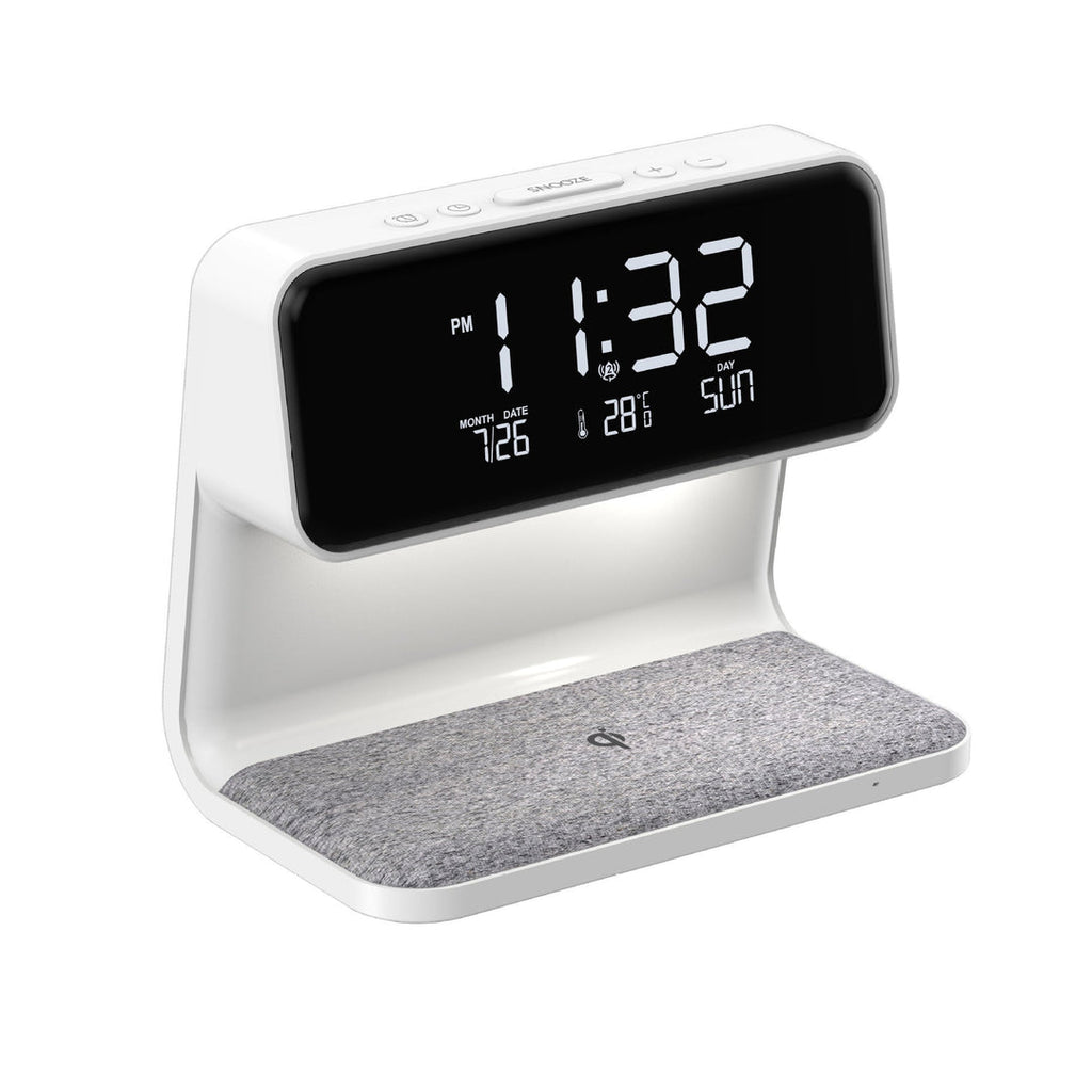 3-in-1 Bedside Lamp with Wireless Charger – LCD Alarm Clock & Touch Dimmable LED Table Lamp | Kalsten